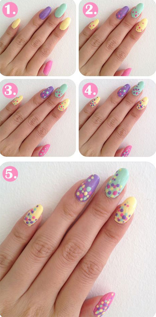 20 Simple Step By Step Polka Dots Nail Art Tutorials For ...