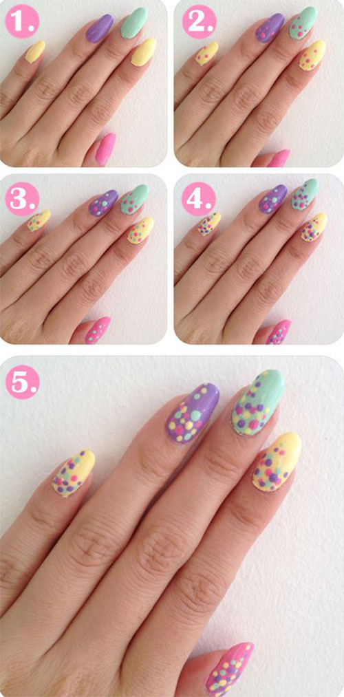 20 Simple Step By Step Polka Dots Nail Art Tutorials For Beginners