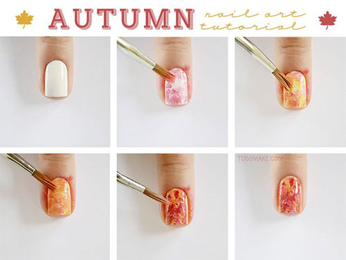 autumn nail design step by step