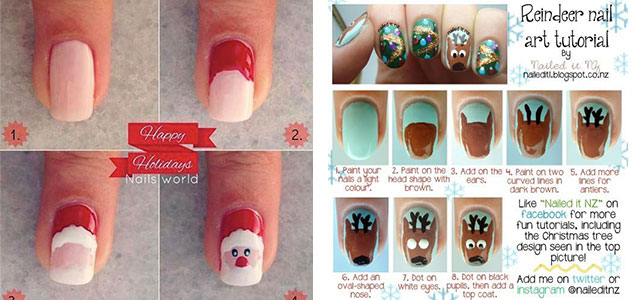 Easy Step By Step Christmas Nail Art Tutorials For Beginners & Learners 2014 | Fabulous Nail Art ...