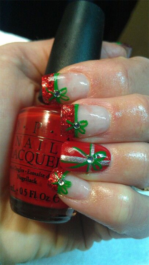 12-Easy-Christmas-Present-Nail-Art-Designs-Ideas-2015-Xmas-Nails-6.jpg (500×887) | Christmas