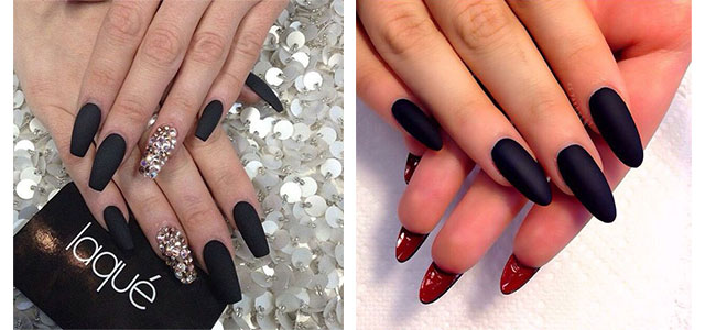 matte black gel nail design