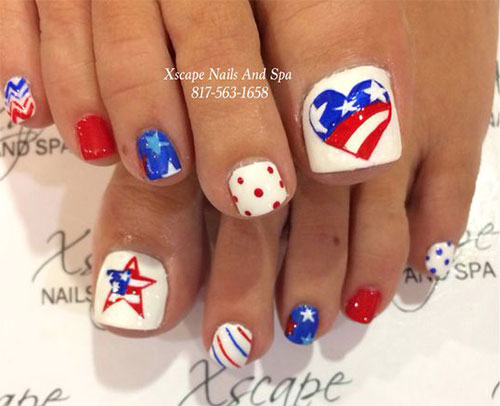 10. Glittery Toe Nail Design for the 4th of July - wide 8