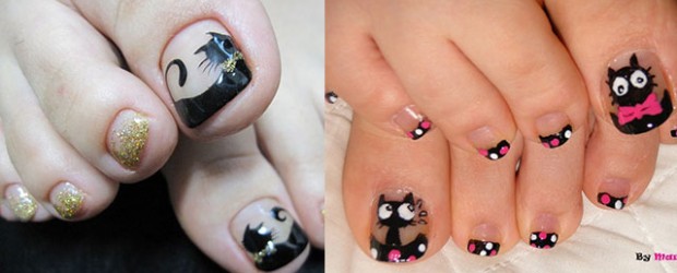 Cat-Face-Toe-Nail-Art-Designs-Ideas-2014-For-Girls