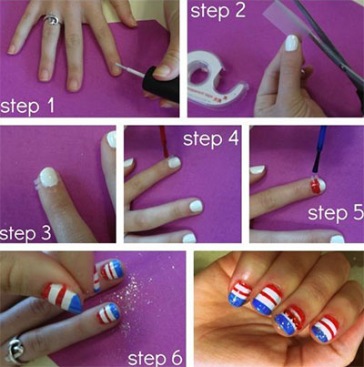 Easy-Fourth-Of-July-Nail-Art-Tutorials-For-Beginners-Learners-2014-2