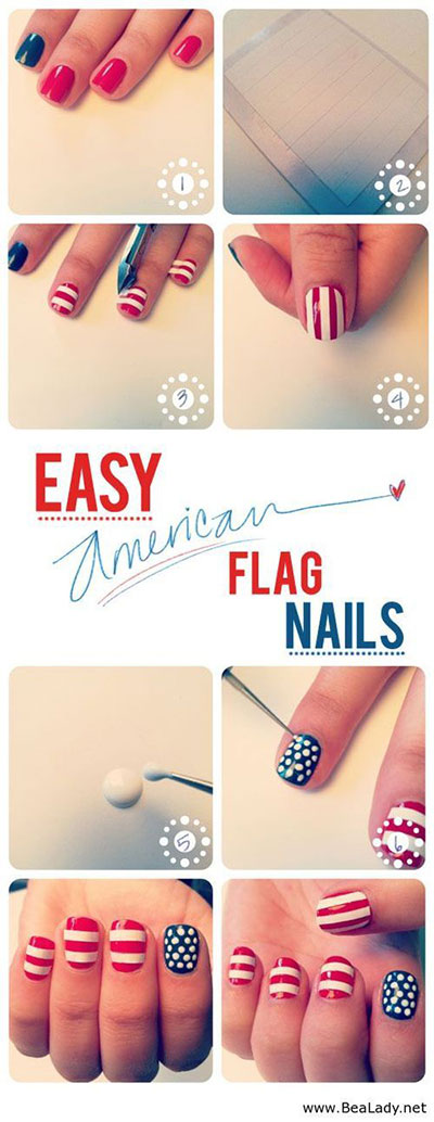Easy-Fourth-Of-July-Nail-Art-Tutorials-For-Beginners-Learners-2014-9