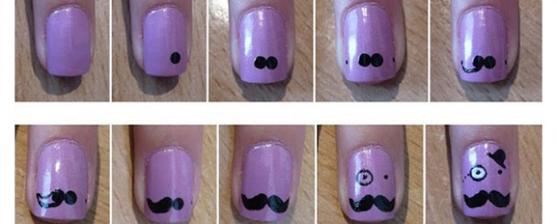 Easy-Simple-Mustache-Nail-Art-Tutorials-For-Beginners-Learners-2014