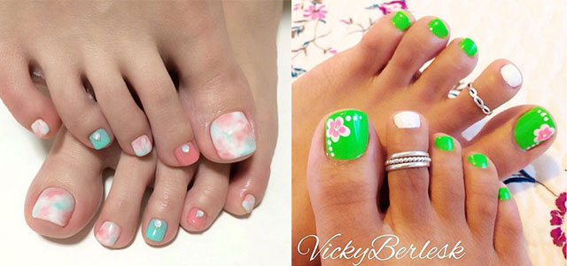 10. Spring Watercolor Toe Nail Art - wide 9