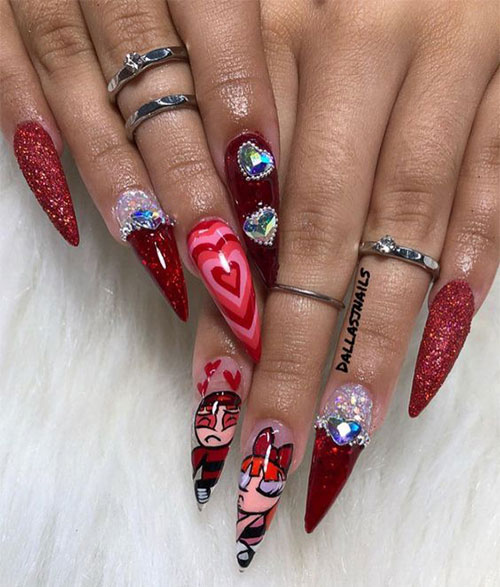 18-Cute-3d-Valentine’s-Day-Nail-Art-Designs-2020-Vday-Nails-10