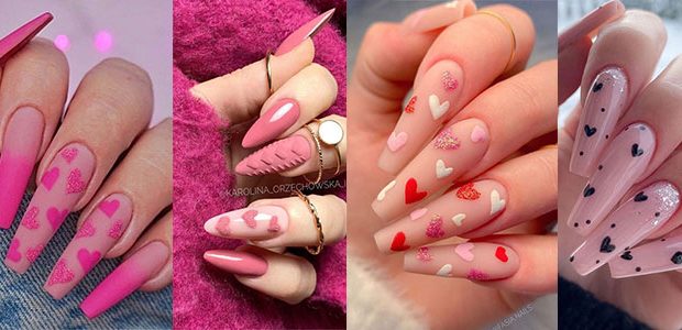 Pink Valentine’s Day Nails With A Heart Designs 2022