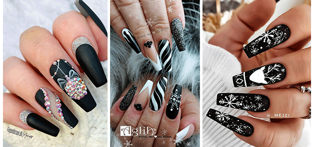Black-Christmas-Nail-Art-For-A-Glam-Look-F