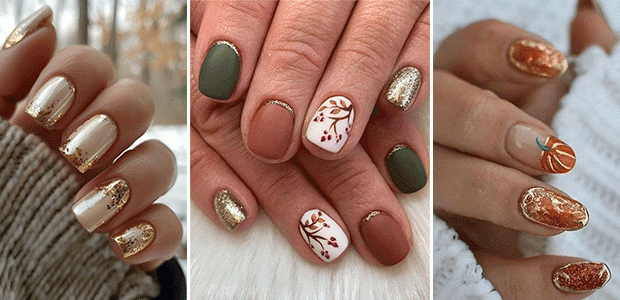 Elegant White & Gold Fall Nail Art Designs For 2024