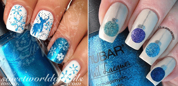 Festive Blue Christmas Nail Designs For 2024 | Blue-tiful Holiday Nails