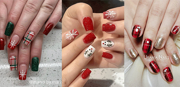 Best Red & Gold Christmas Nail Art Looks | Christmas 2024