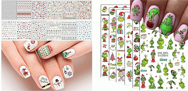 Cute & Stylish Christmas Nail Art Stickers | Christmas 2024