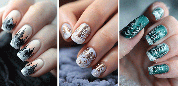 Nail Designs Inspired By Snowy Trees | Winter Nails